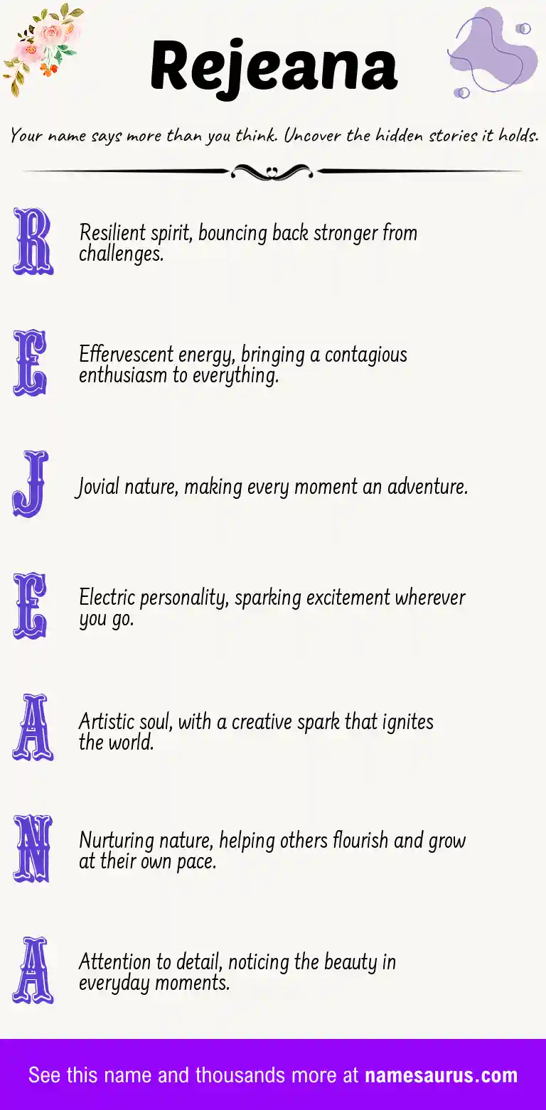 Acrostic poem about Rejeana.
