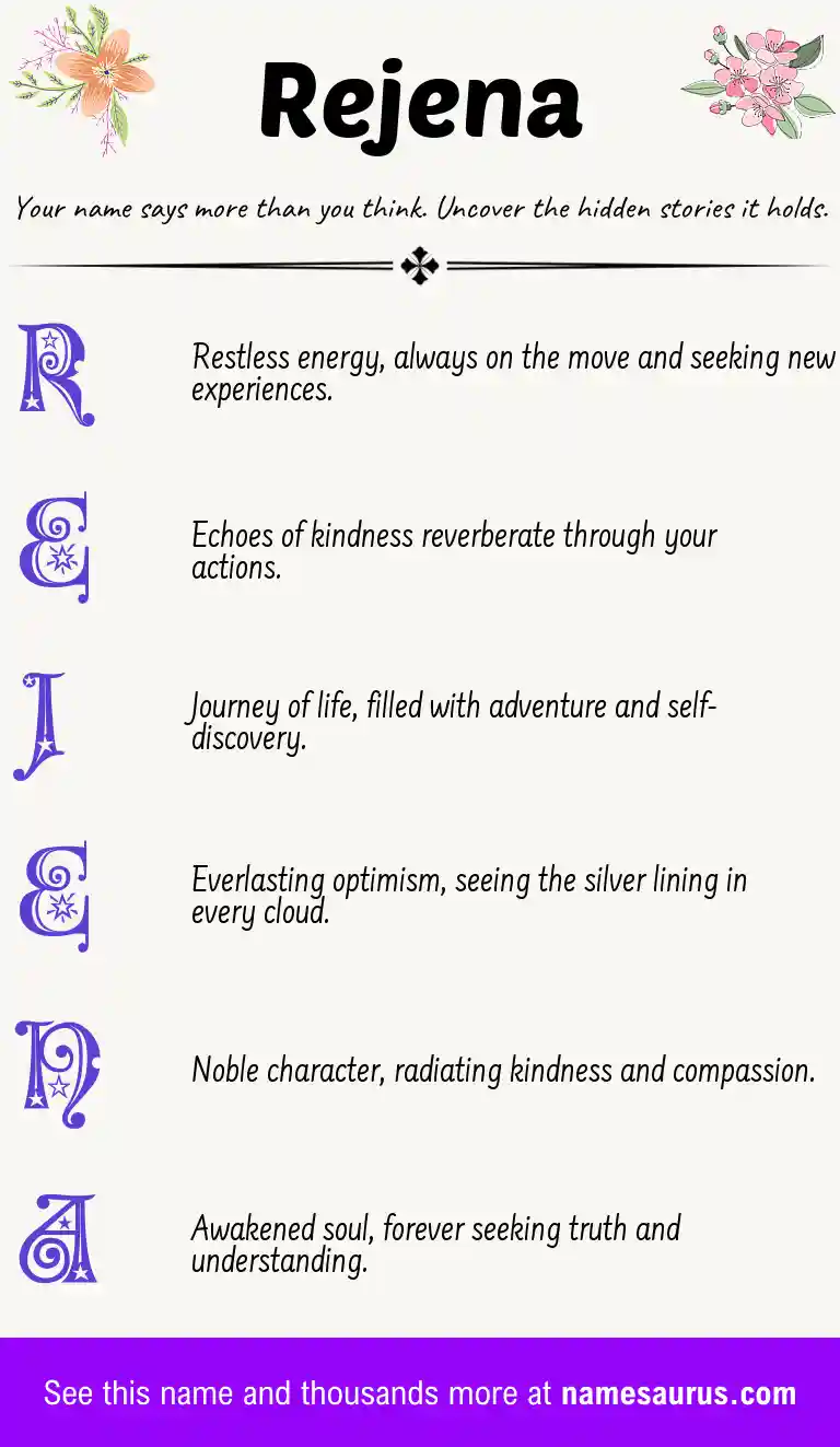 Acrostic poem about Rejena.