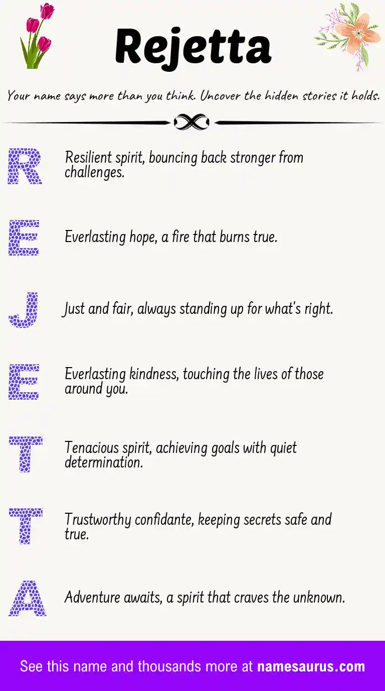 Acrostic poem about Rejetta.
