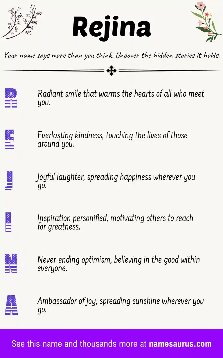 Acrostic poem about Rejina.