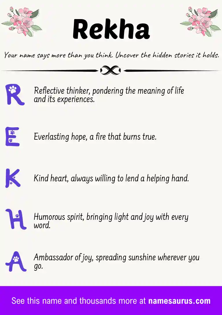 Acrostic poem about Rekha.