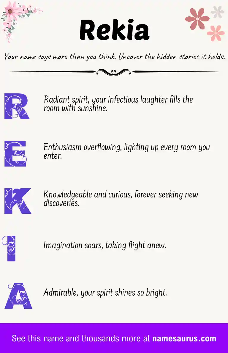 Acrostic poem about Rekia.
