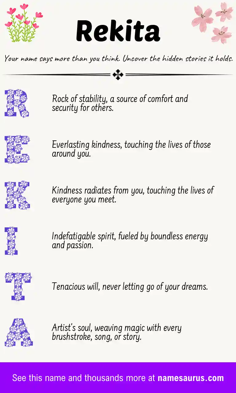Acrostic poem about Rekita.