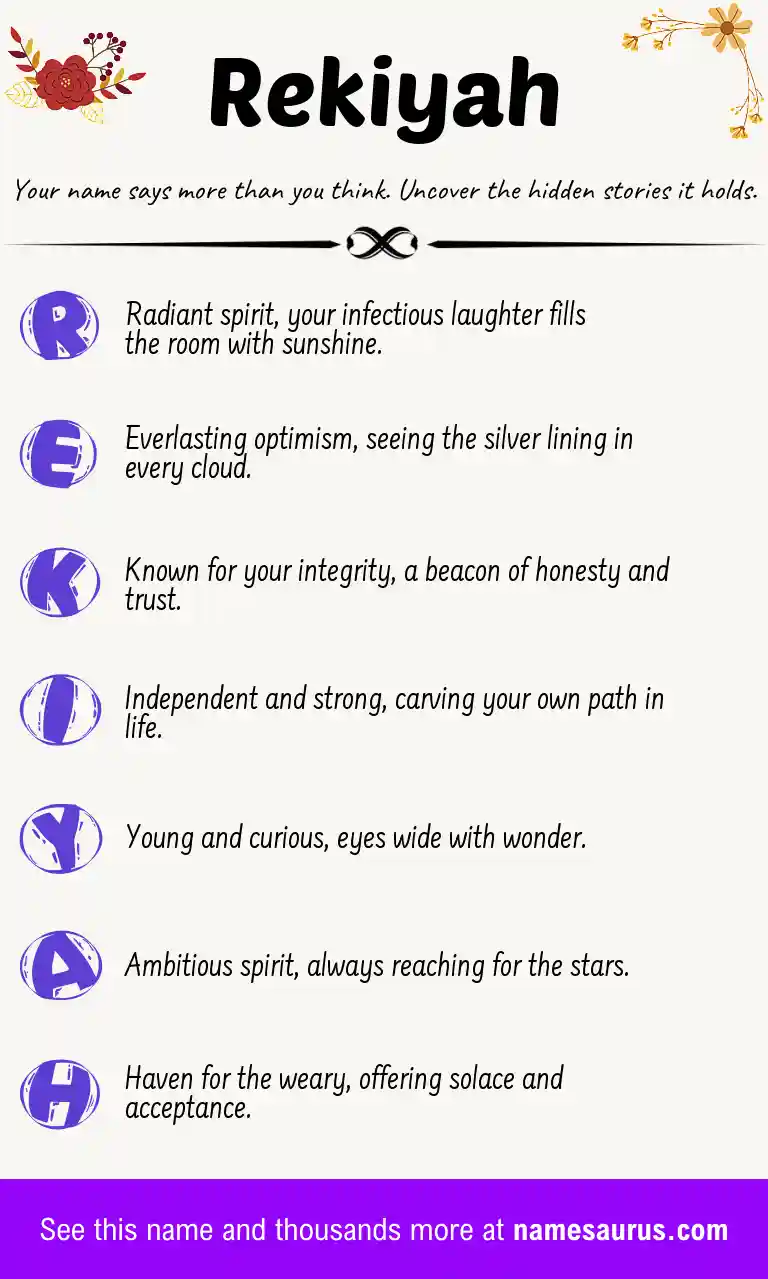Acrostic poem about Rekiyah.