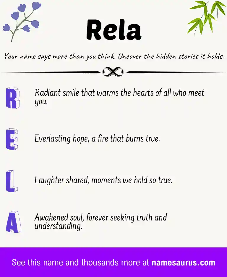 Acrostic poem about Rela.
