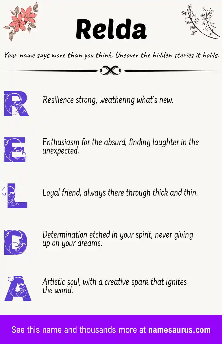 Acrostic poem about Relda.