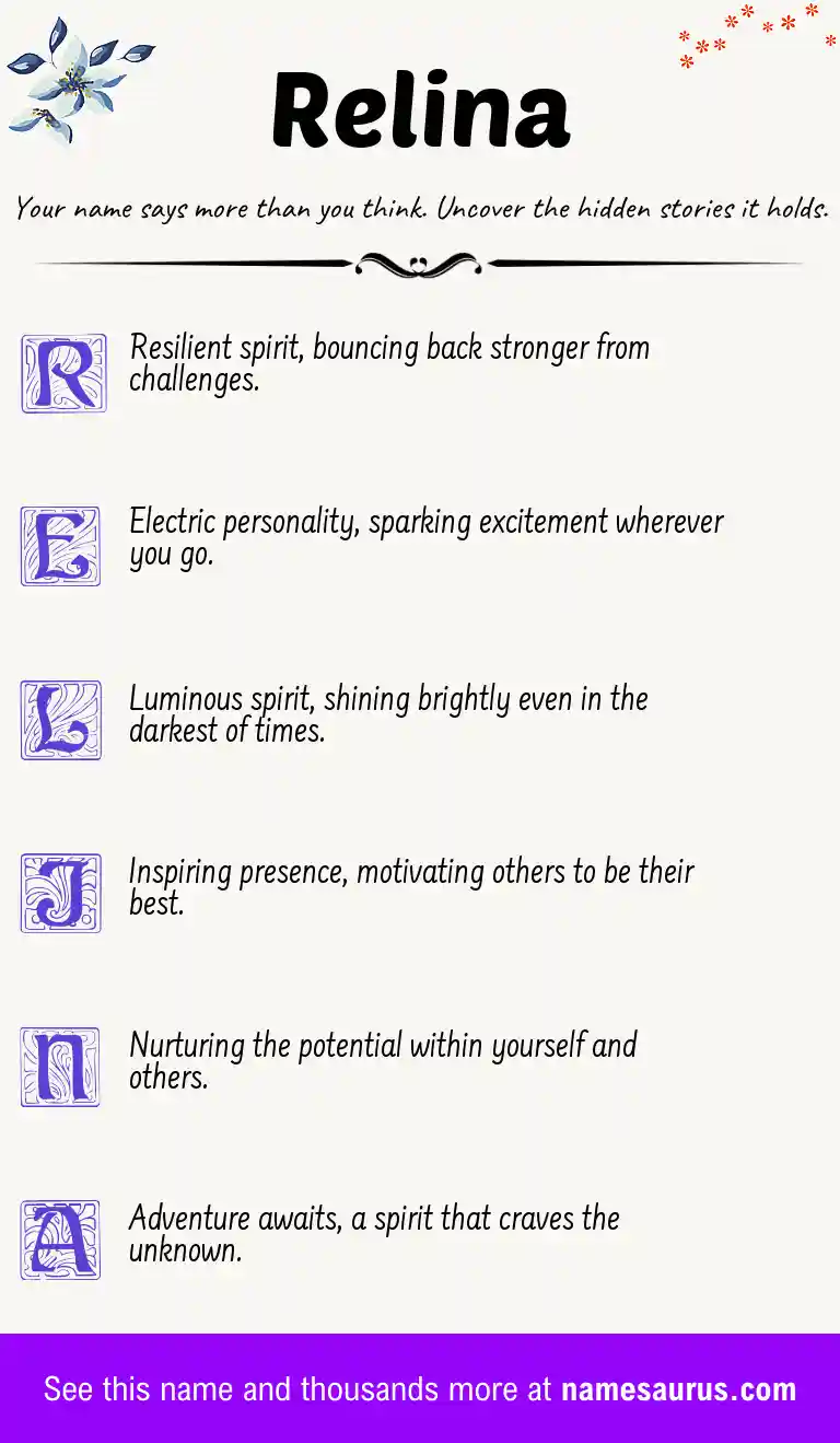 Acrostic poem about Relina.