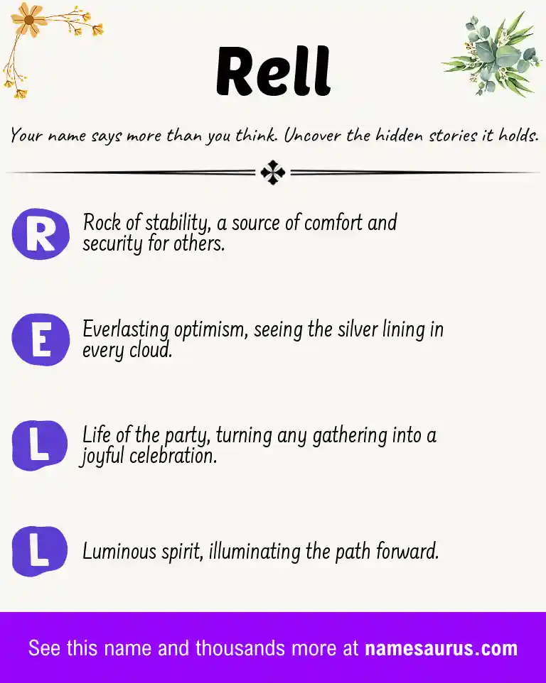 Acrostic poem about Rell.