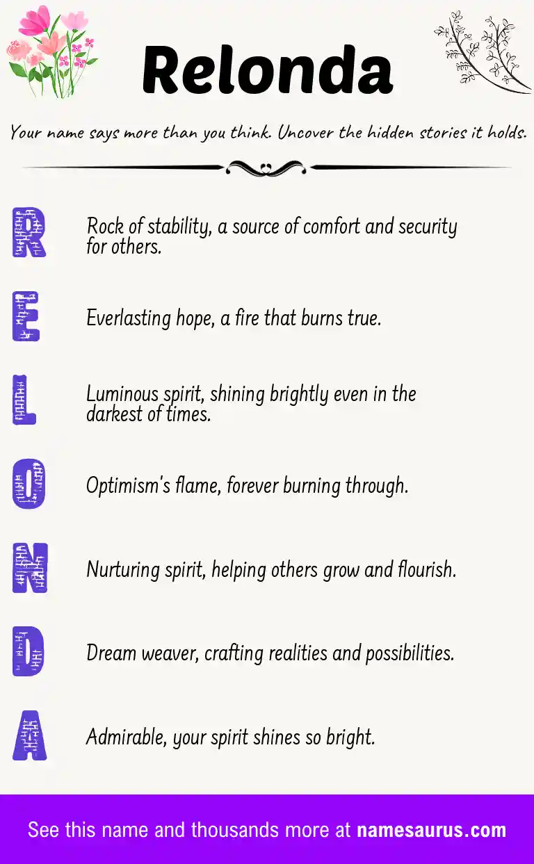 Acrostic poem about Relonda.