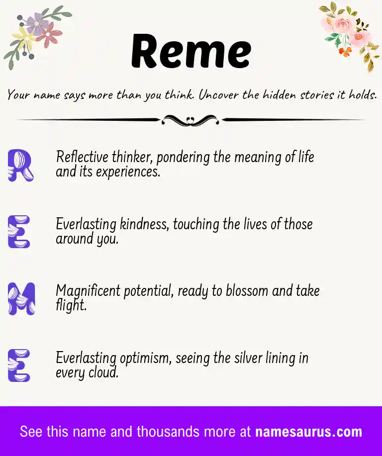 Acrostic poem about Reme.