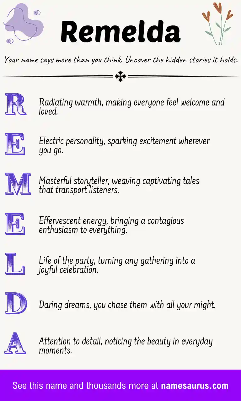Acrostic poem about Remelda.