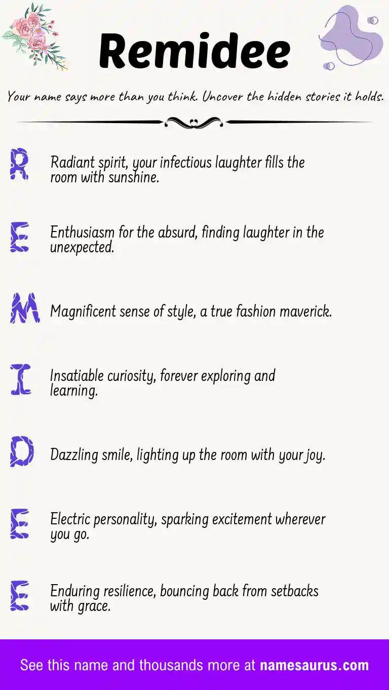 Acrostic poem about Remidee.