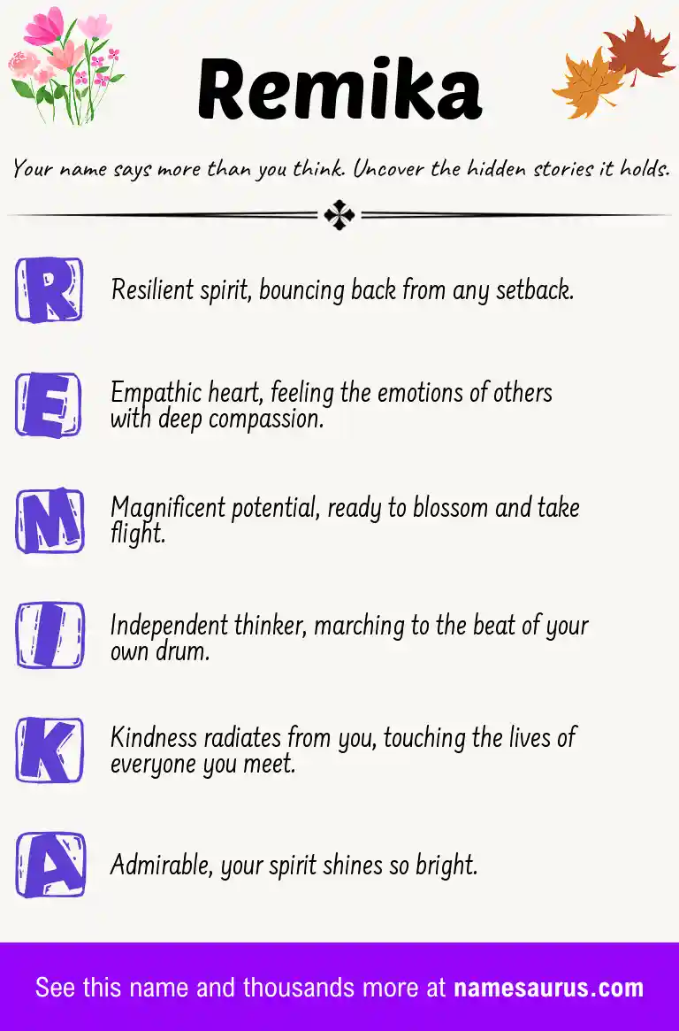 Acrostic poem about Remika.