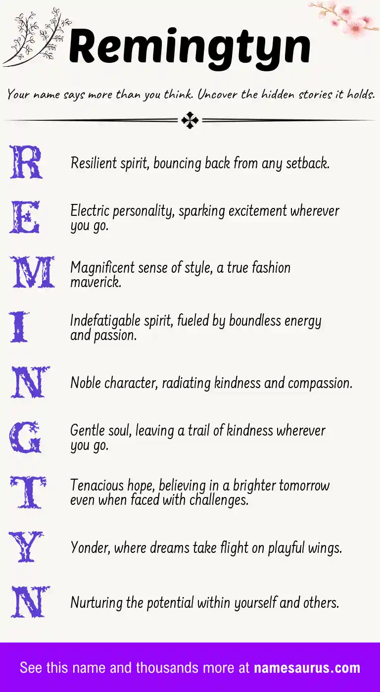 Acrostic poem about Remingtyn.