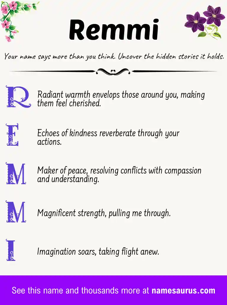 Acrostic poem about Remmi.