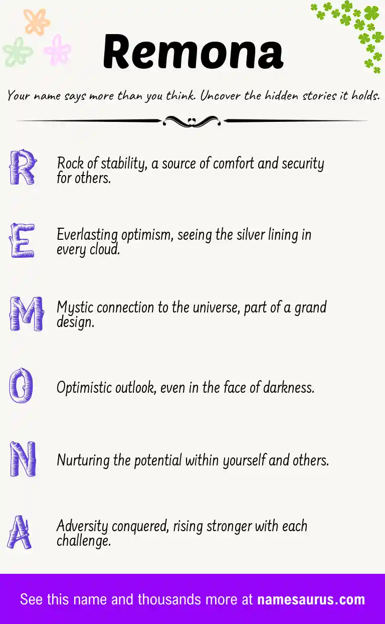 Acrostic poem about Remona.