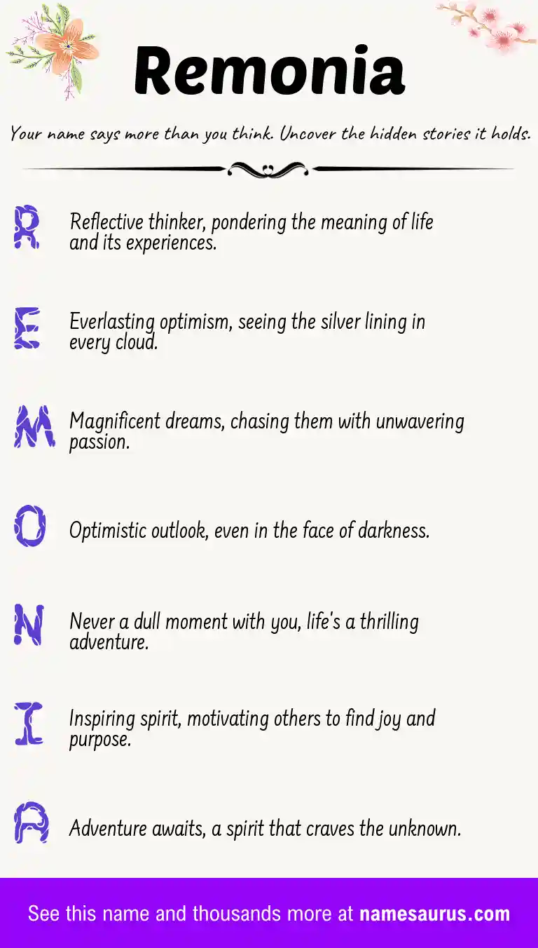 Acrostic poem about Remonia.