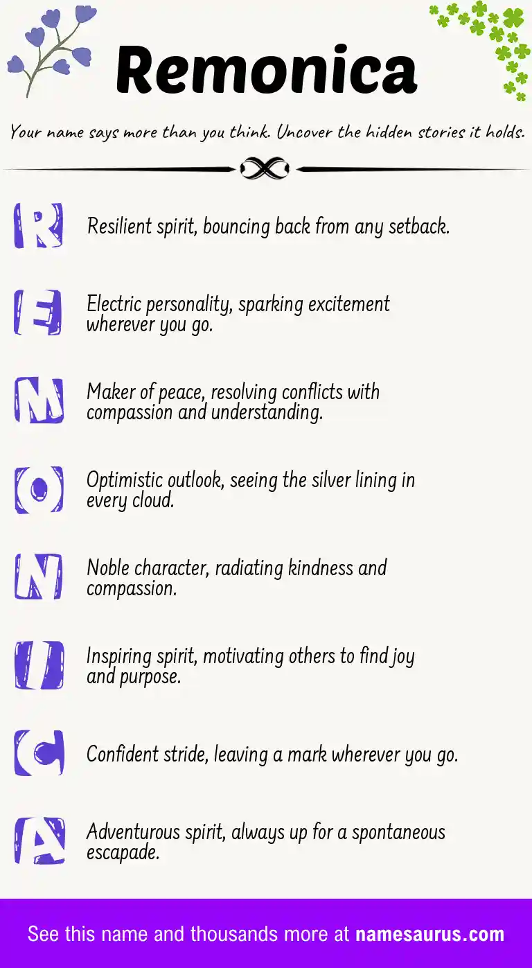 Acrostic poem about Remonica.