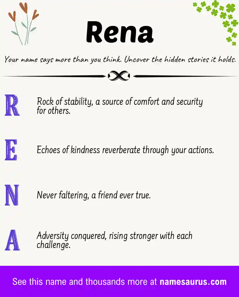 Acrostic poem about Rena.