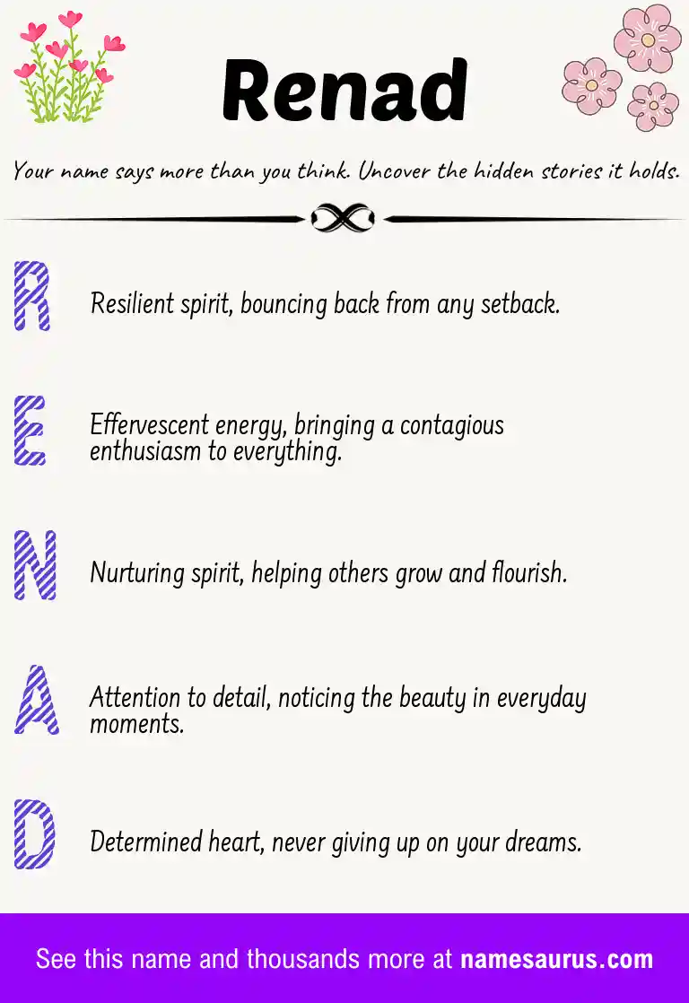 Acrostic poem about Renad.