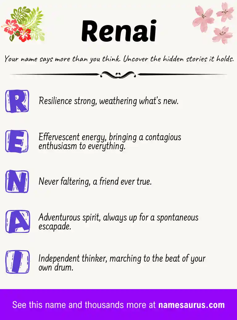 Acrostic poem about Renai.