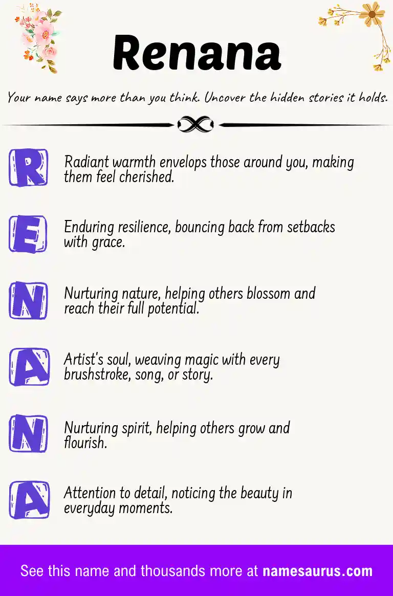 Acrostic poem about Renana.
