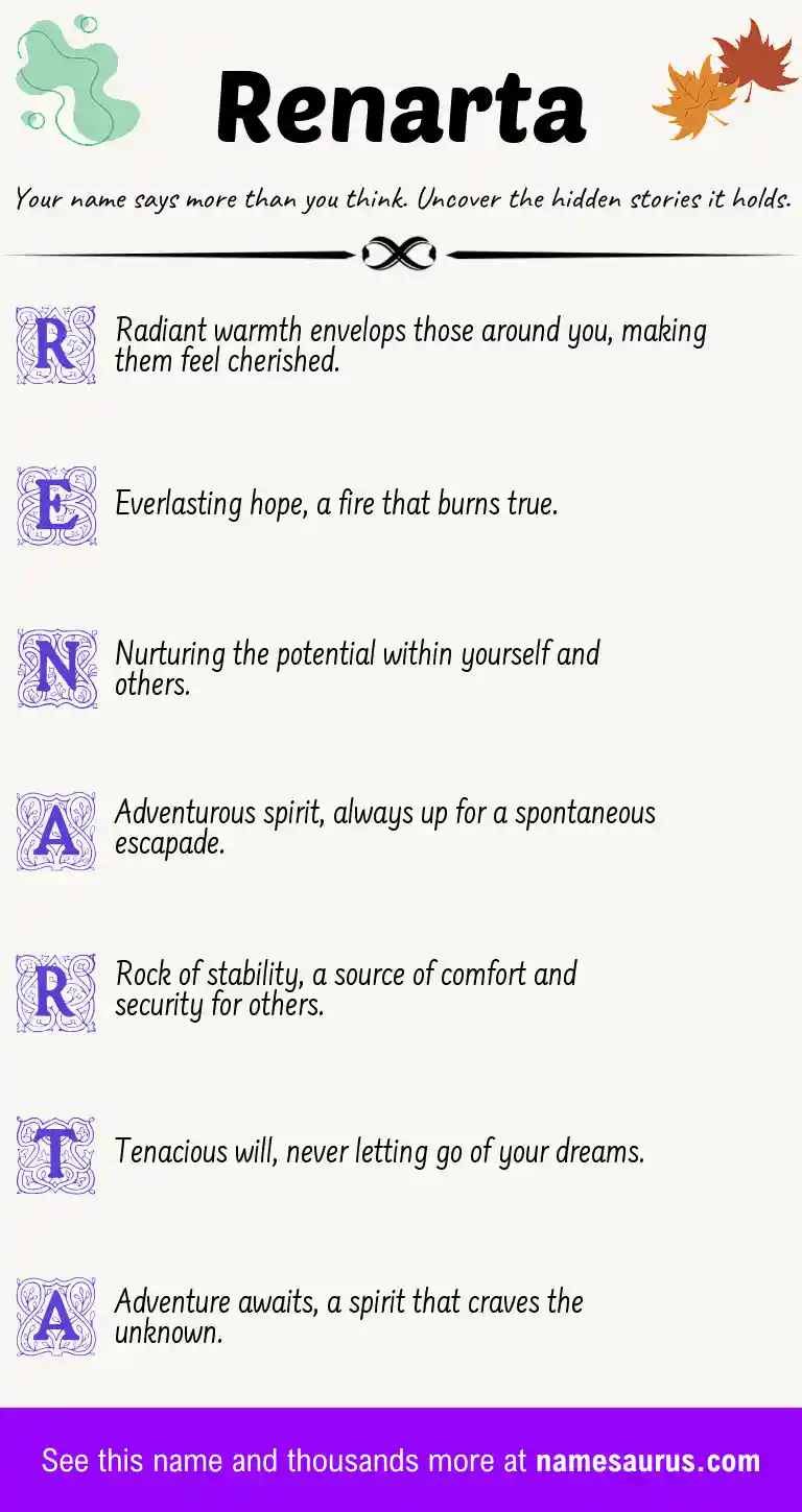 Acrostic poem about Renarta.