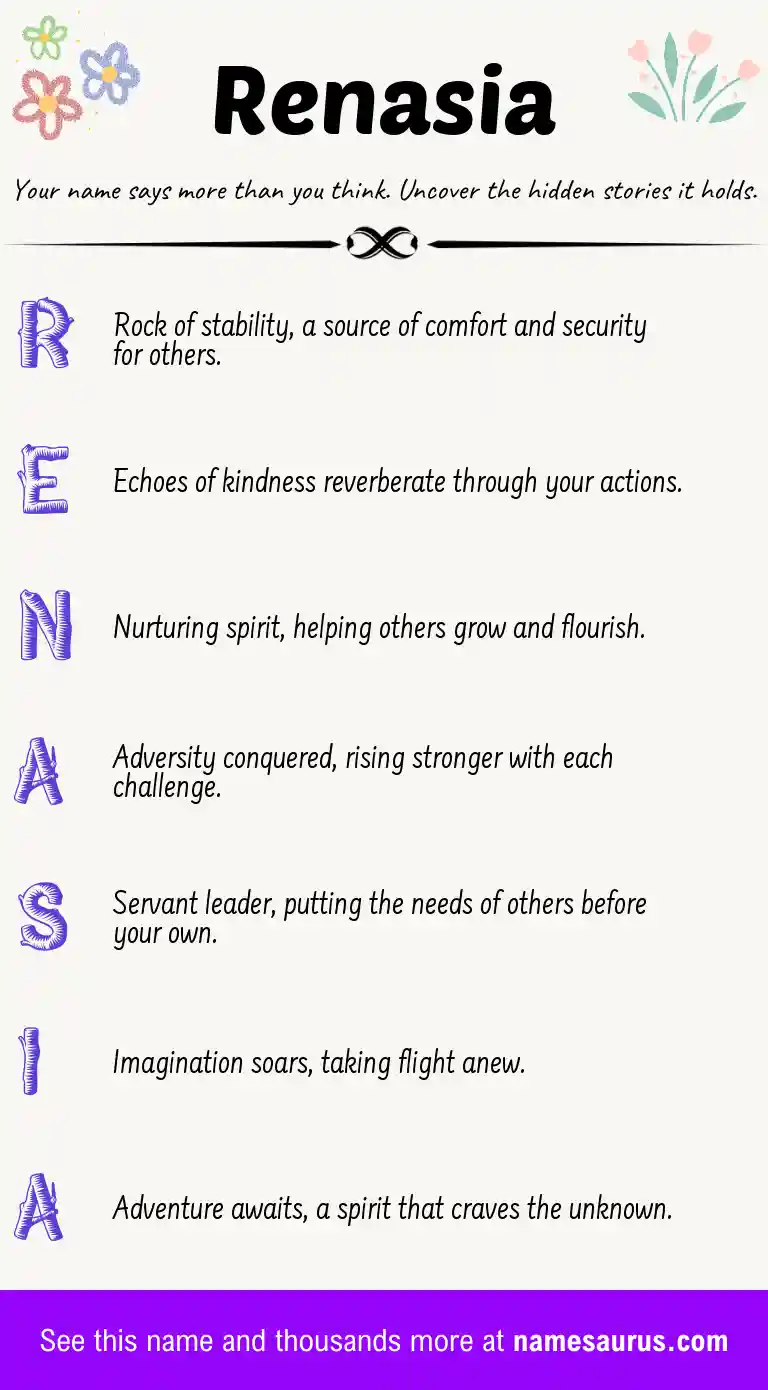 Acrostic poem about Renasia.
