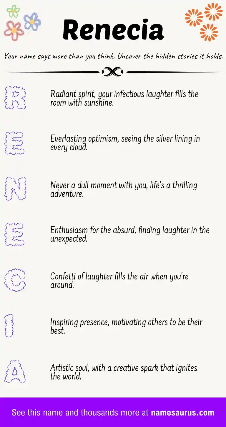 Acrostic poem about Renecia.