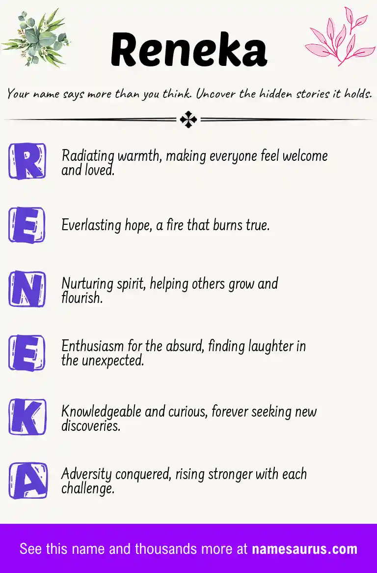 Acrostic poem about Reneka.