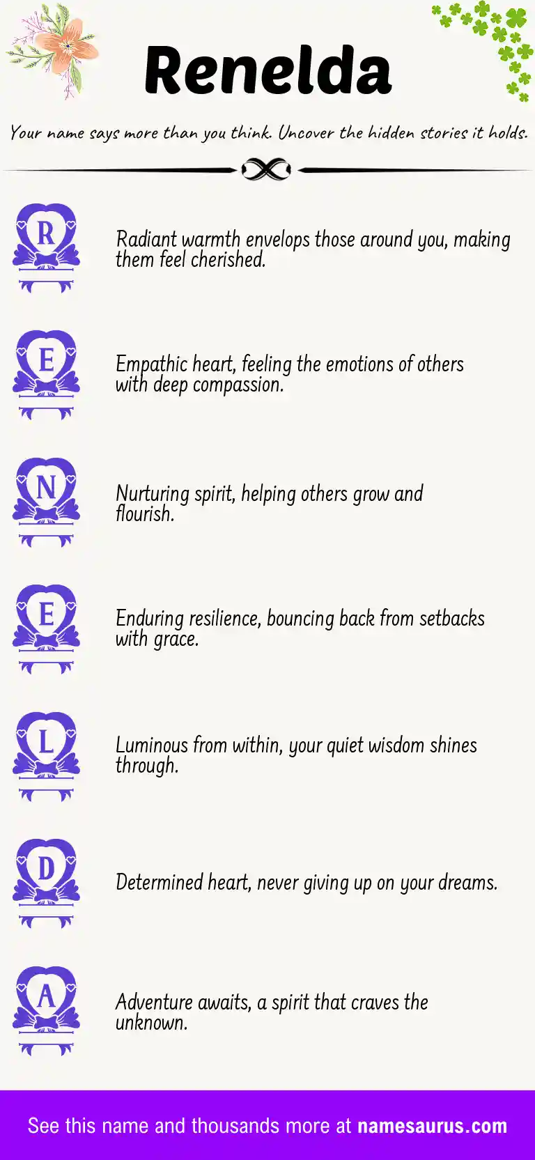 Acrostic poem about Renelda.