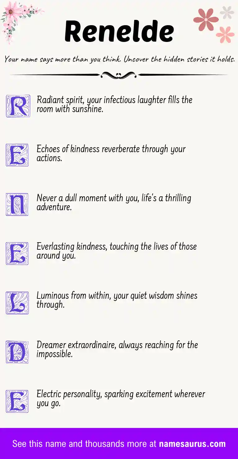 Acrostic poem about Renelde.