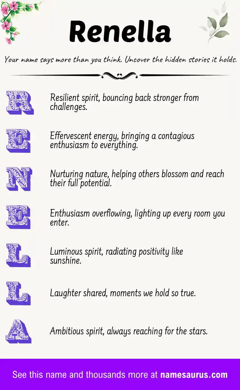 Acrostic poem about Renella.