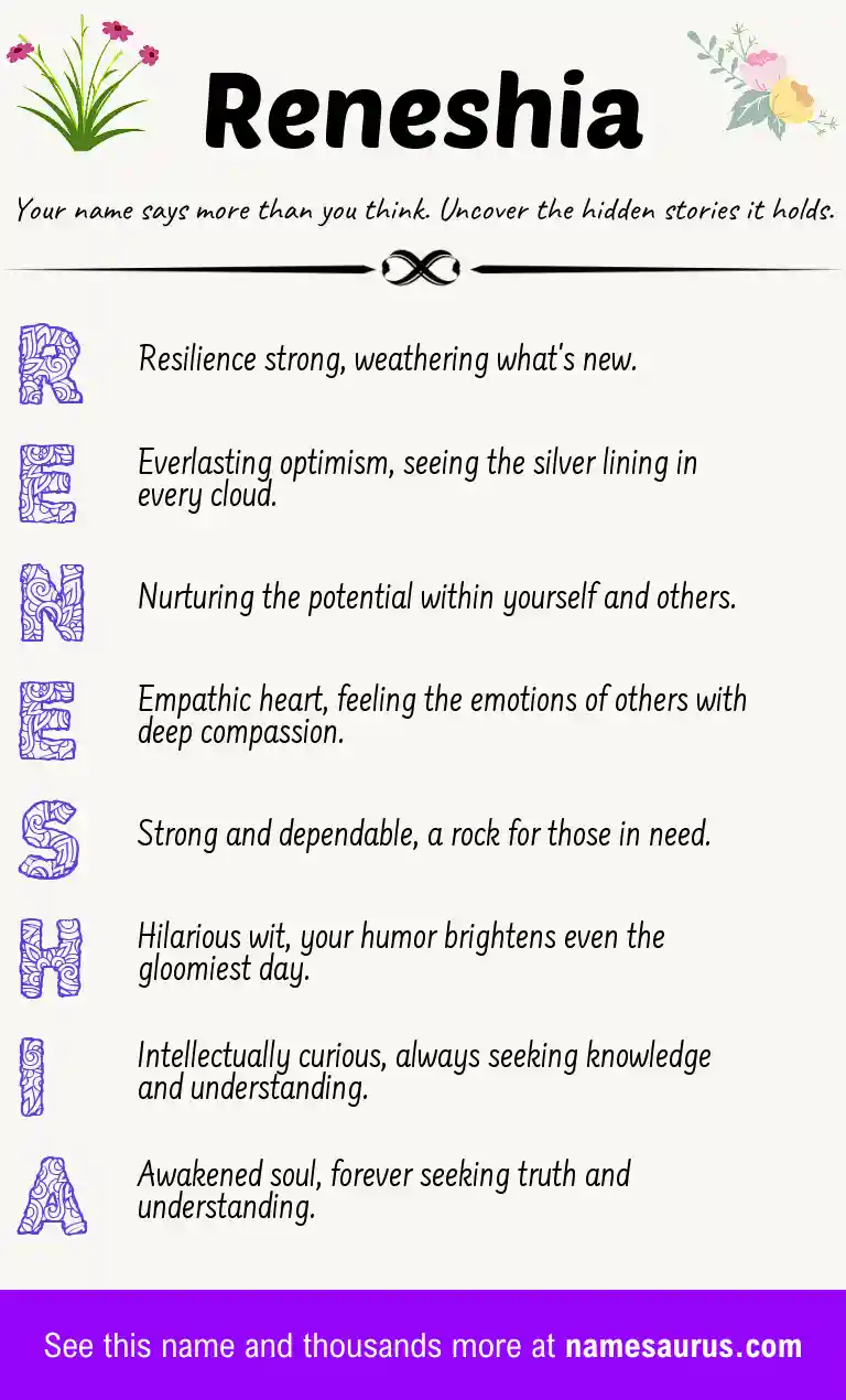 Acrostic poem about Reneshia.