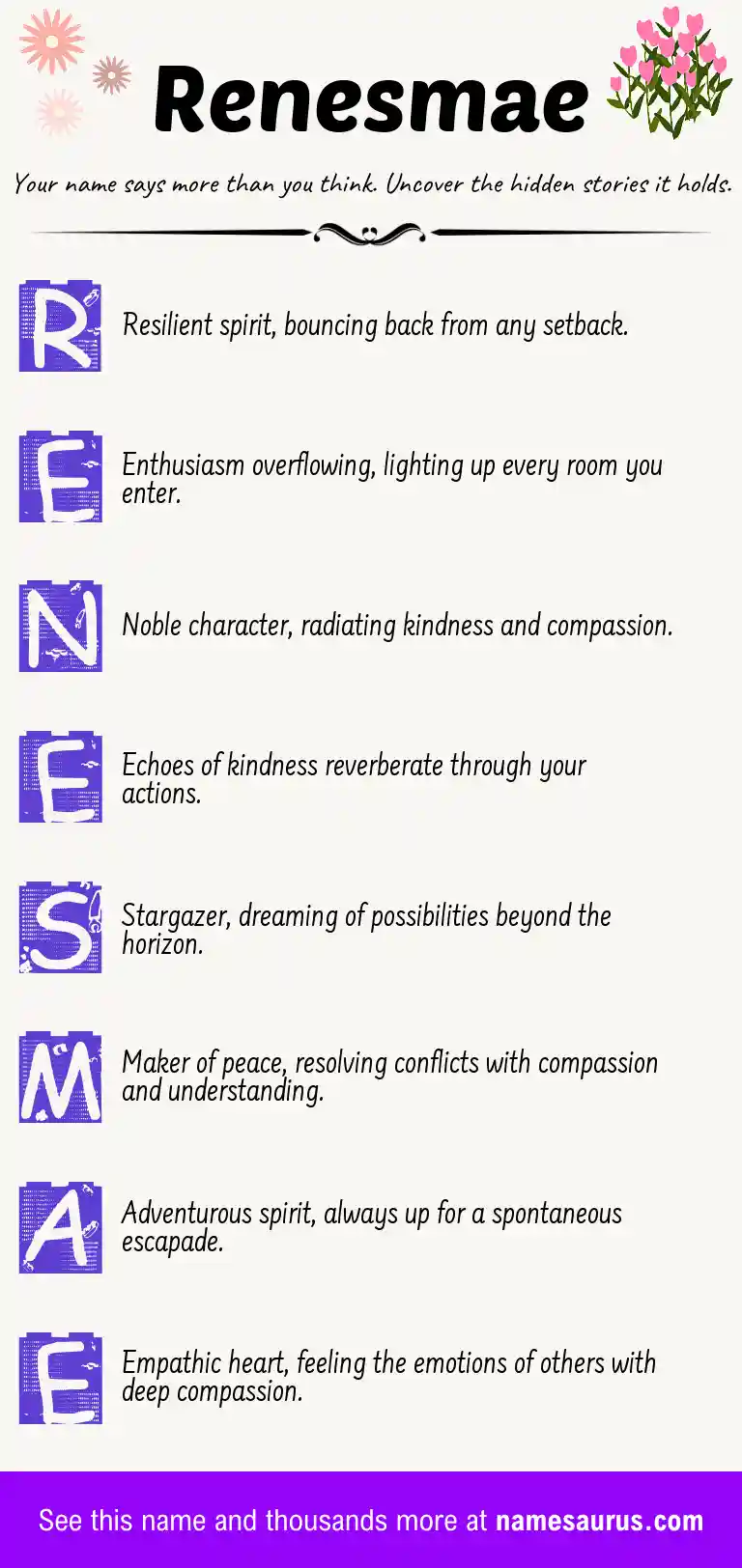 Acrostic poem about Renesmae.