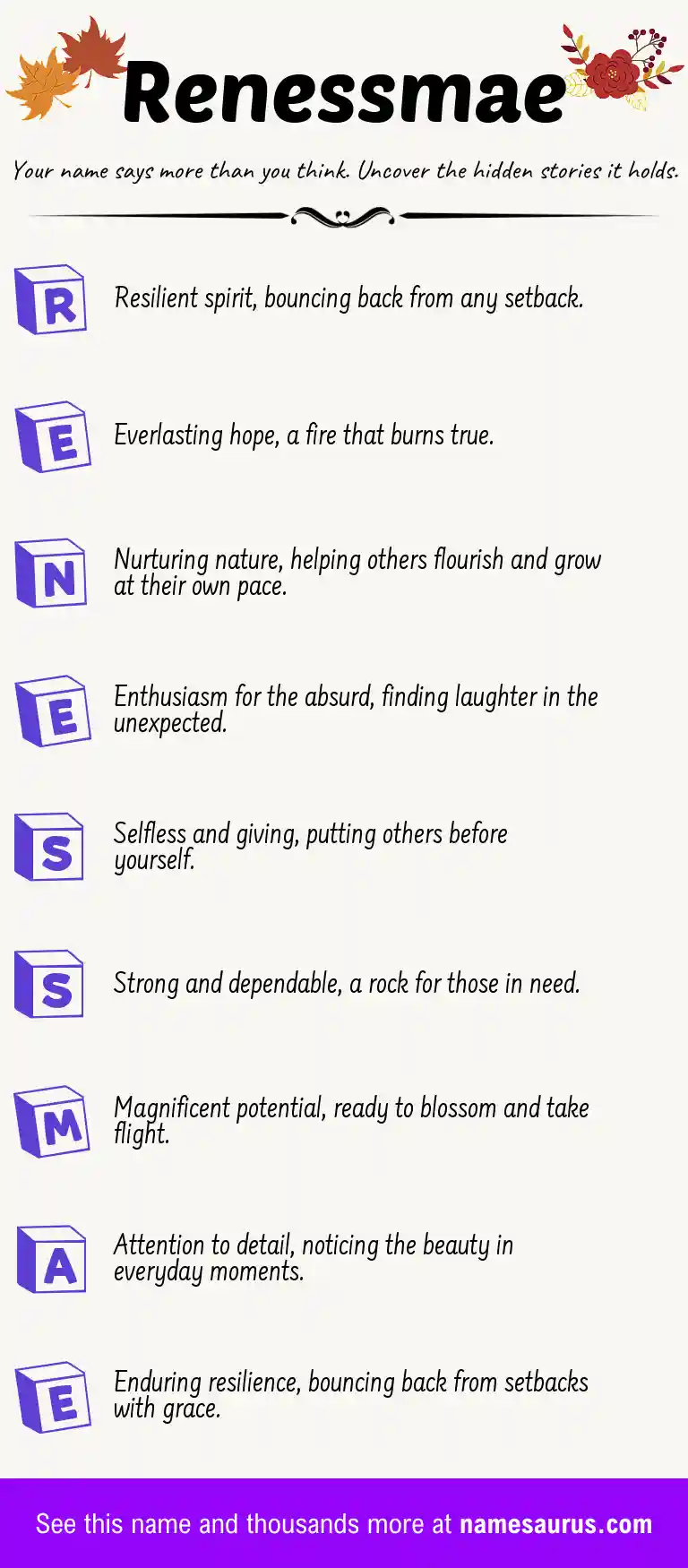 Acrostic poem about Renessmae.