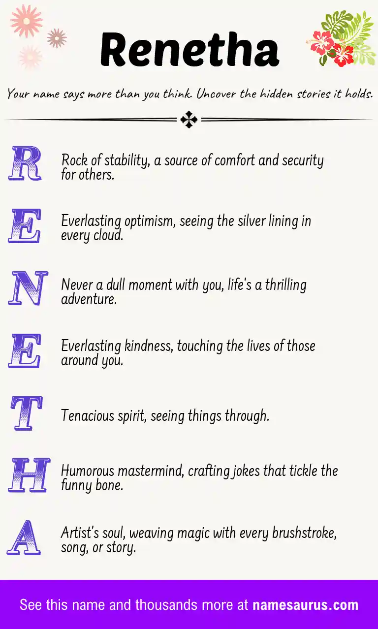 Acrostic poem about Renetha.