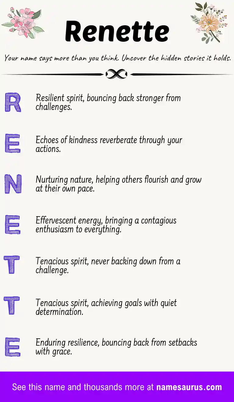 Acrostic poem about Renette.