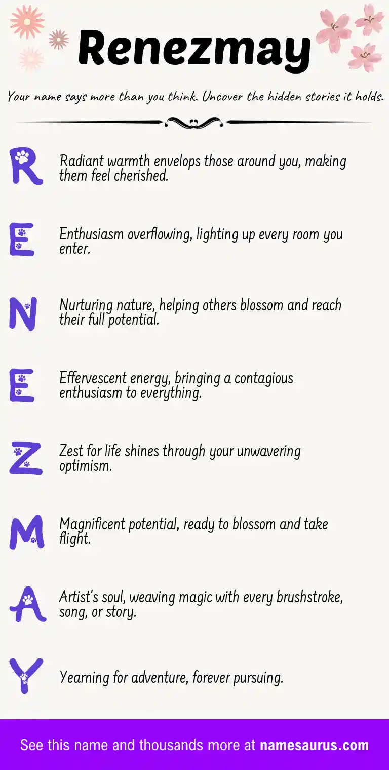 Acrostic poem about Renezmay.