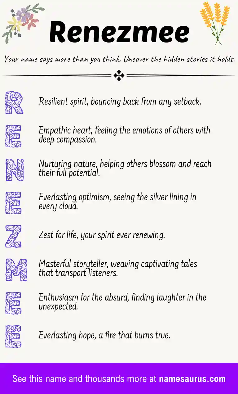 Acrostic poem about Renezmee.