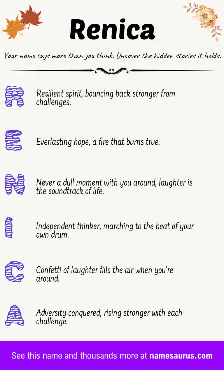 Acrostic poem about Renica.