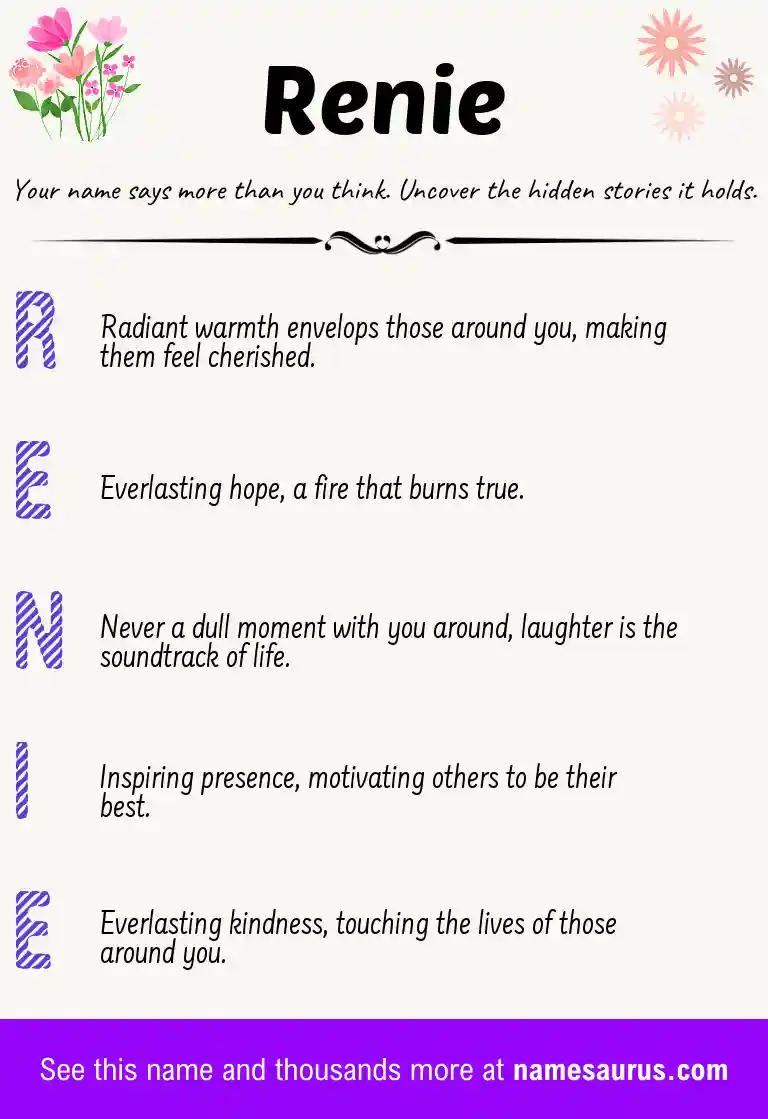 Acrostic poem about Renie.