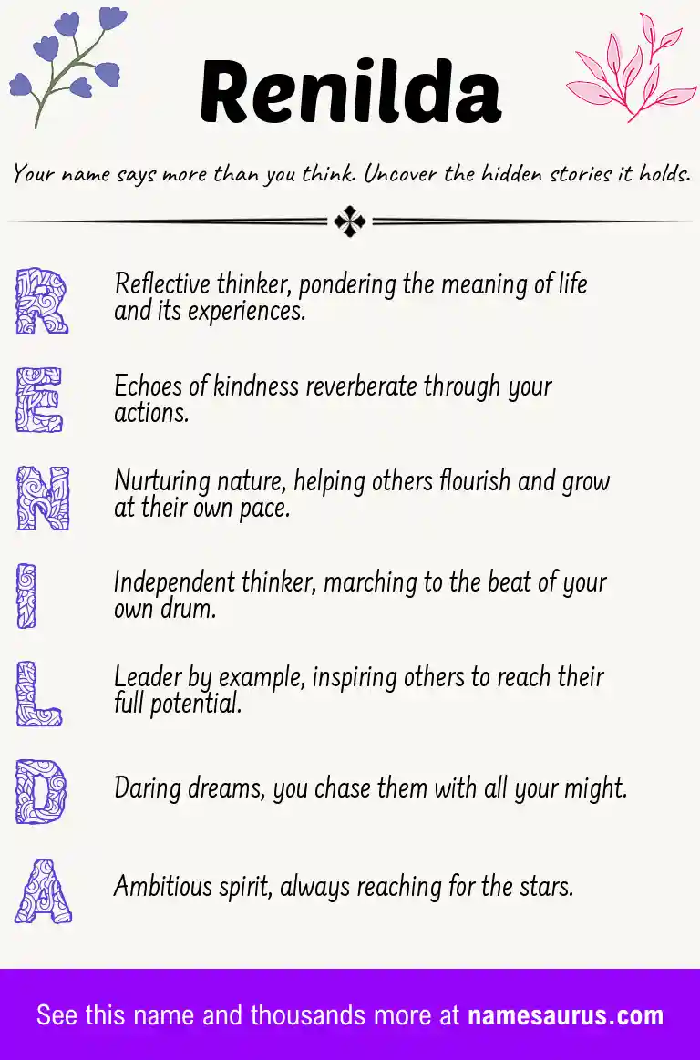 Acrostic poem about Renilda.