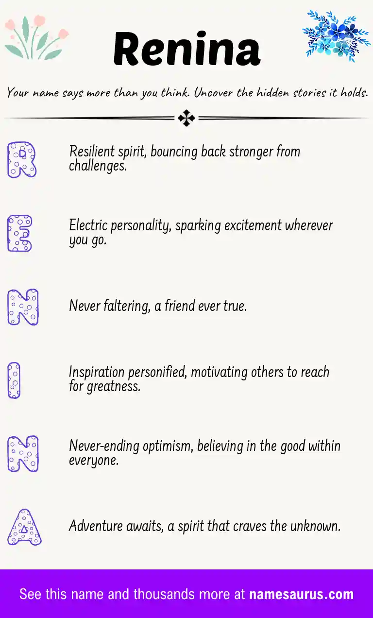 Acrostic poem about Renina.