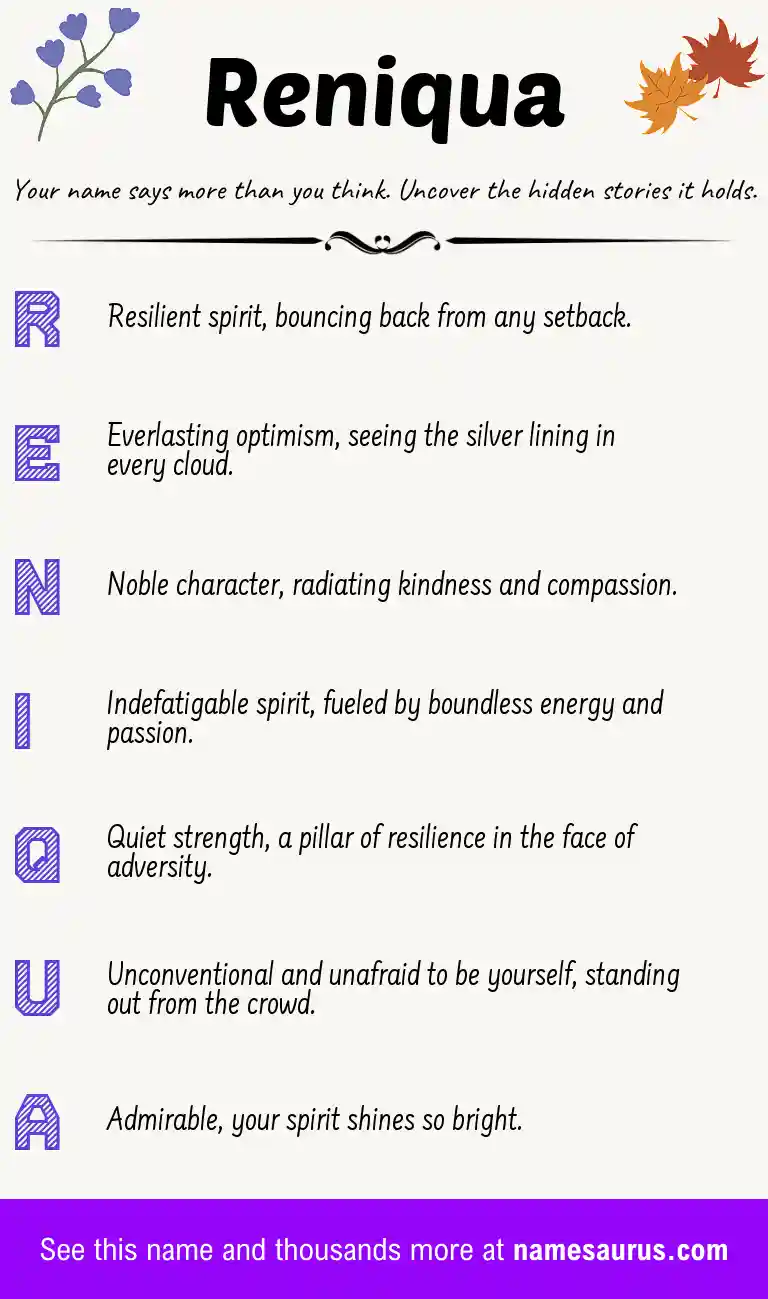 Acrostic poem about Reniqua.