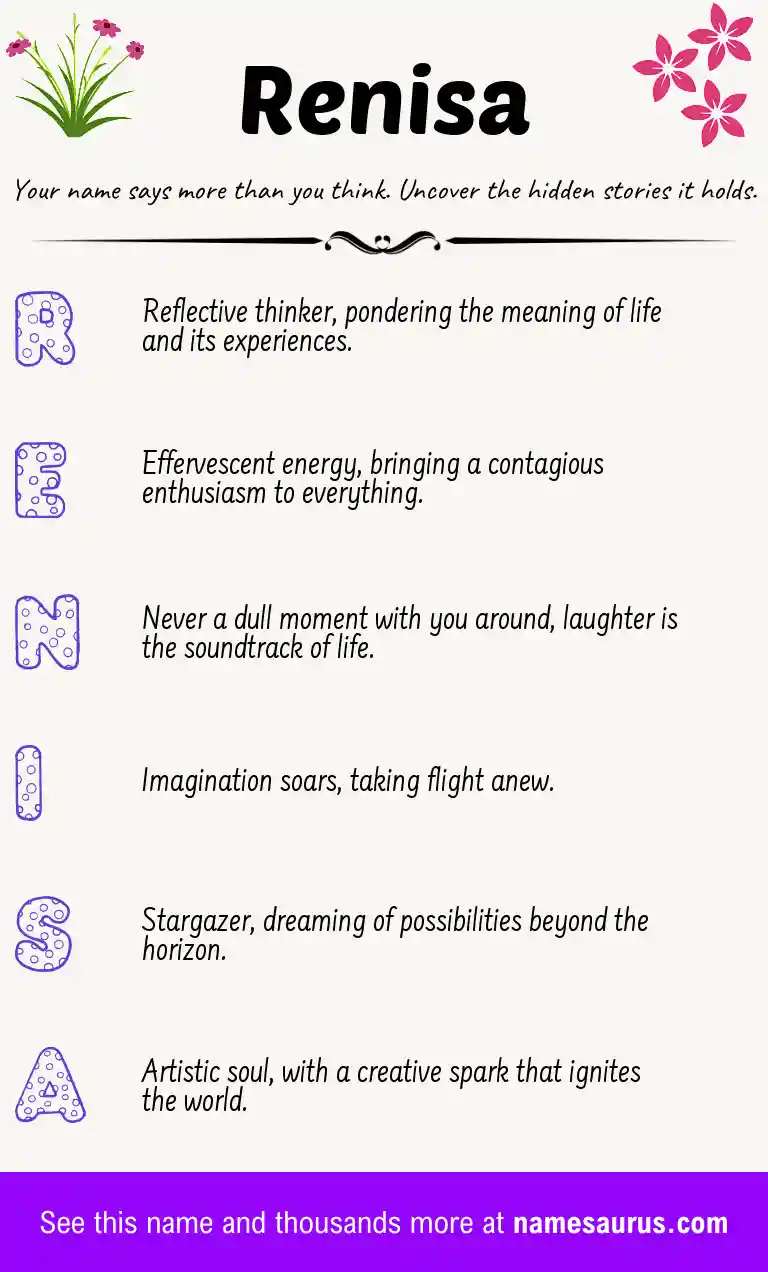 Acrostic poem about Renisa.