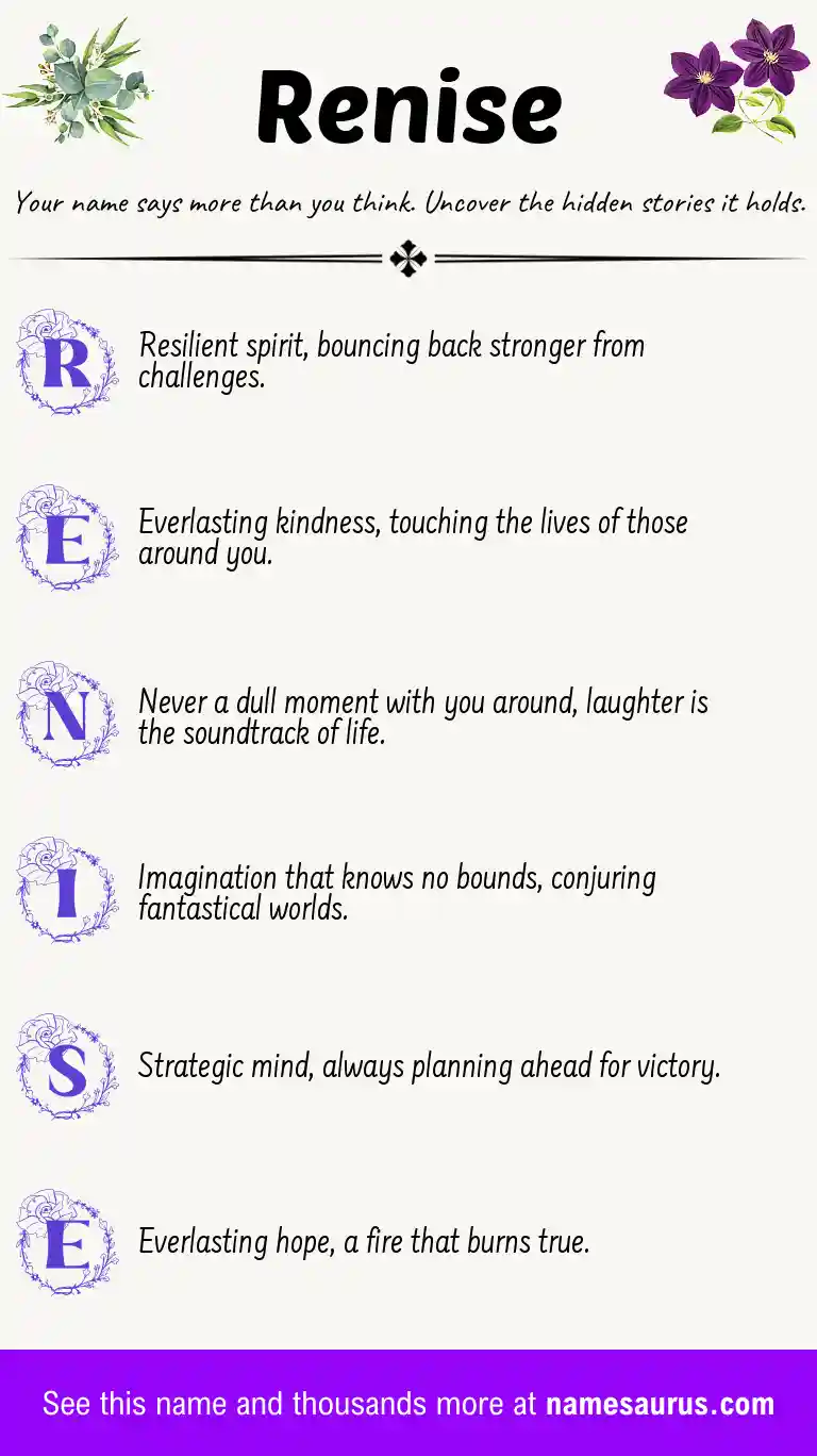Acrostic poem about Renise.
