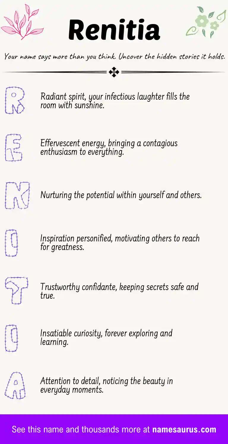 Acrostic poem about Renitia.