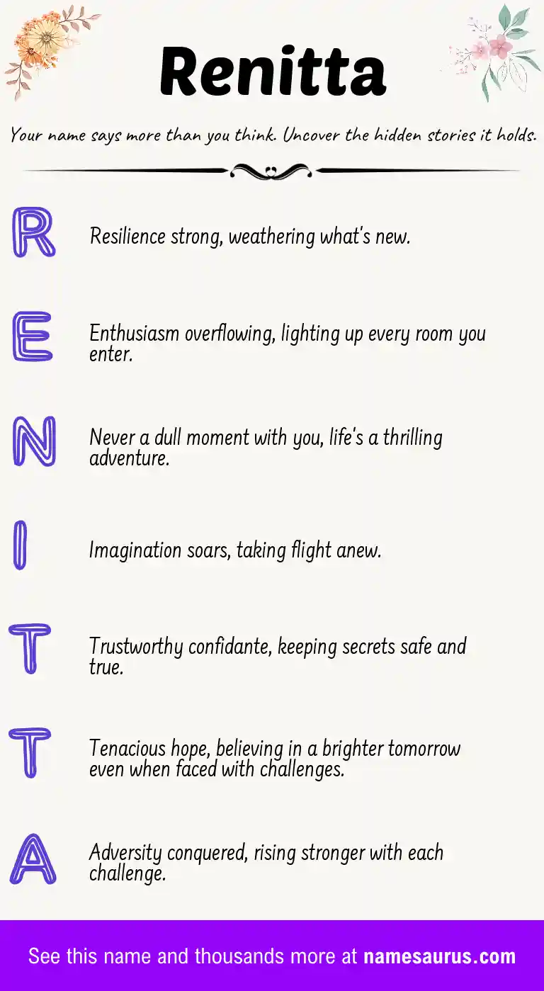 Acrostic poem about Renitta.