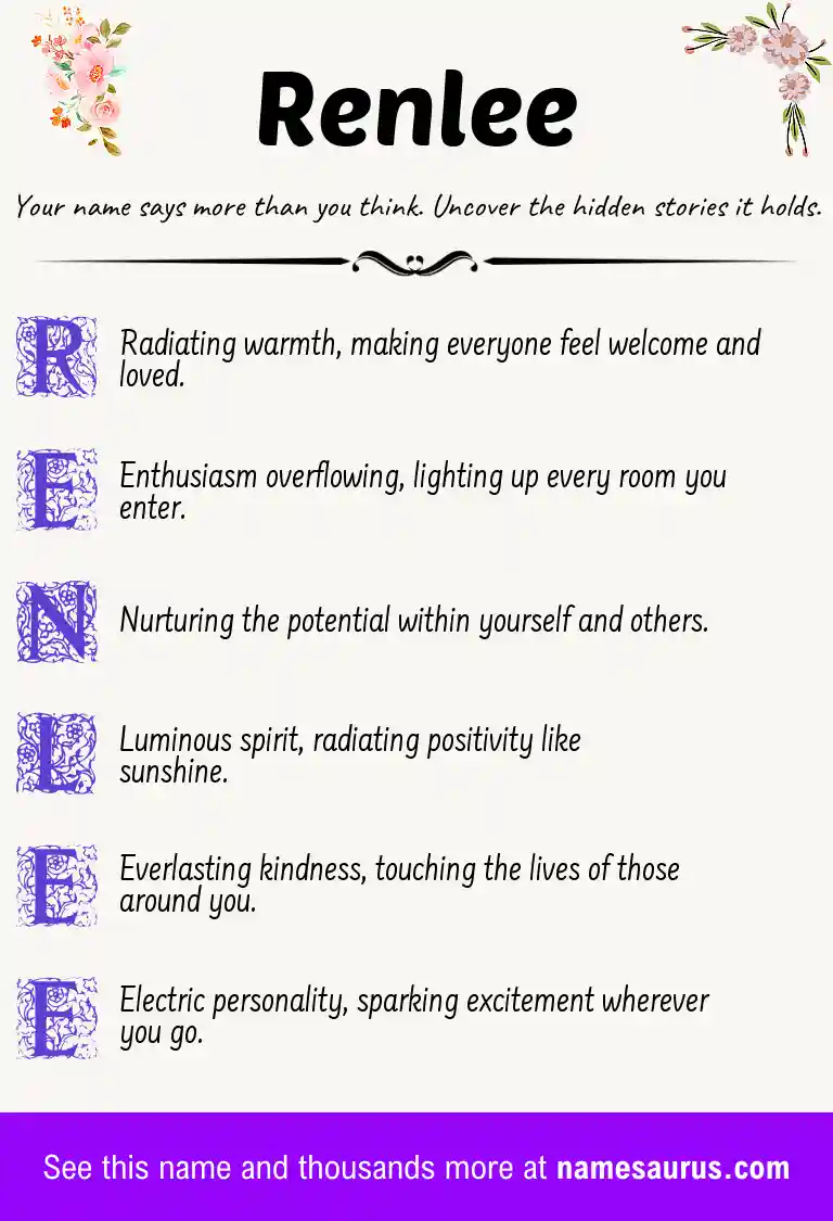Acrostic poem about Renlee.